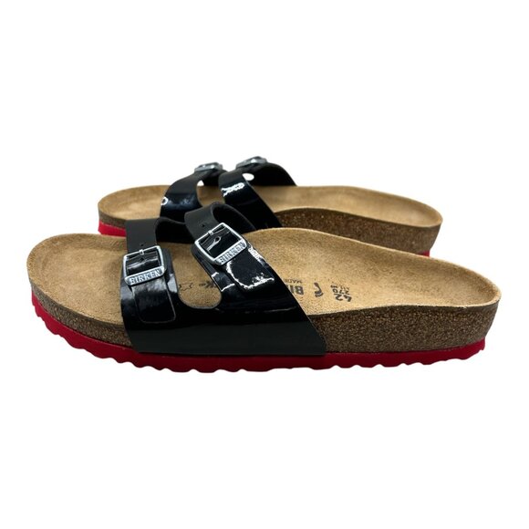 NIB Birkenstock Ibiza Patent Black, Red Sole Sandals, Womens 11 Mens 9, Narrow - Picture 5 of 9